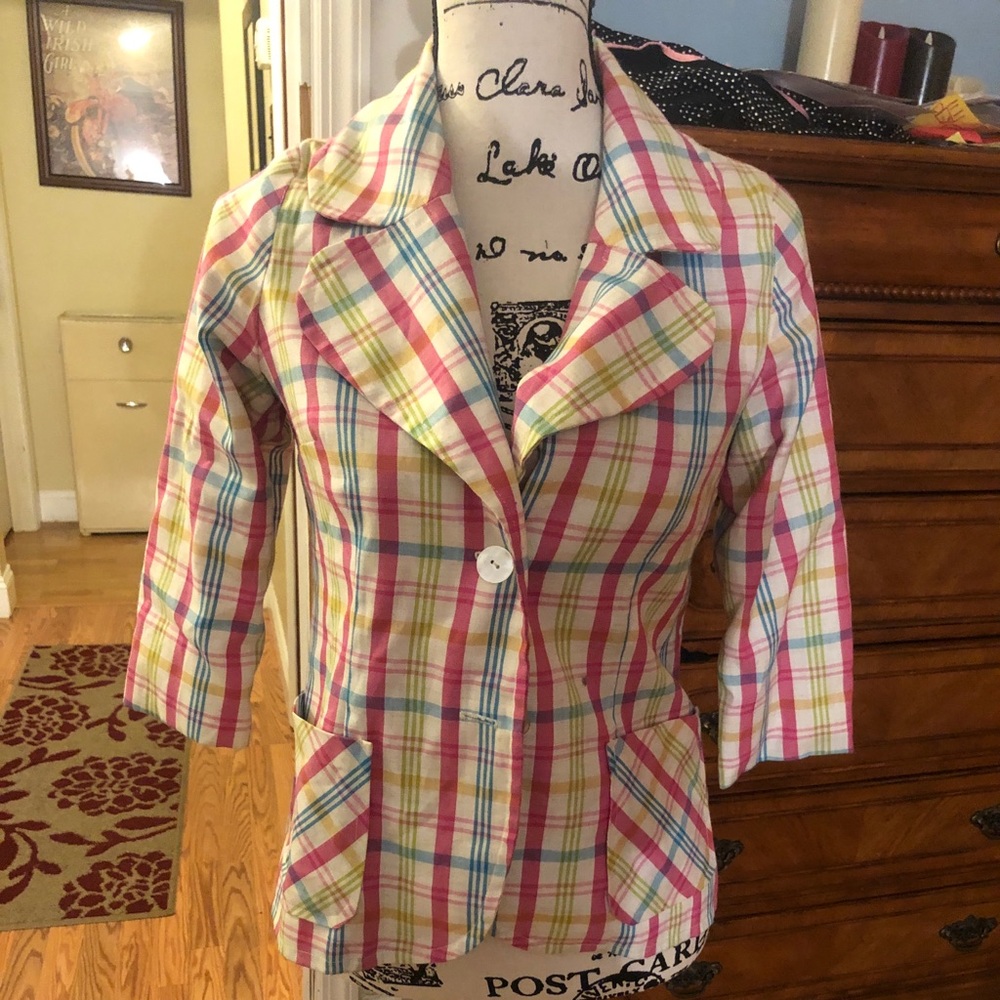 Vintage plaid blazer no tag s/m